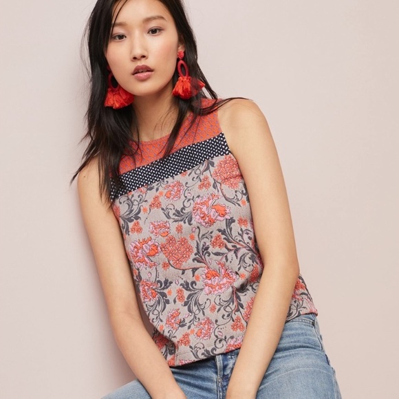 Anthropologie Tops - Anthropologie Meadow Rue Poppy Jacquard Top
